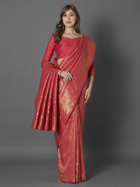 Mitera Pink Silk Blend Woven Design Banarasi Saree