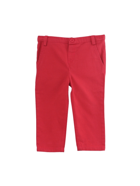 Beebay Boys Red Regular Fit Solid Regular Trousers