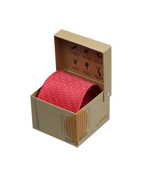 Tossido Men Red Woven Design Broad Tie 
Tossido Men Red Woven Design Broad Tie