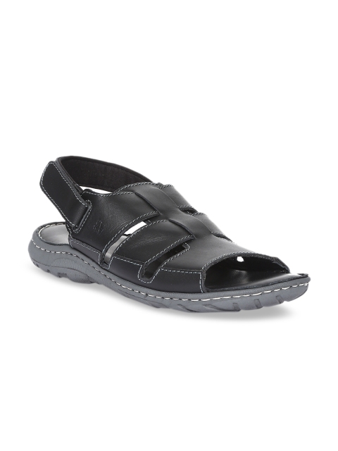 Arrow Men Black Leather Sandals