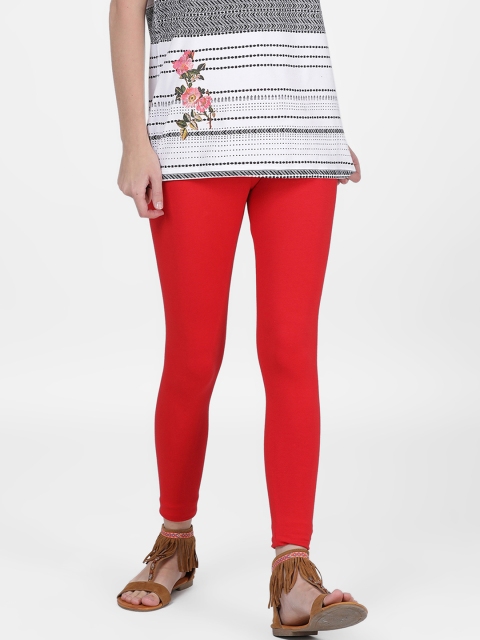 DIXCY SCOTT Slimz Women Red Solid Leggings