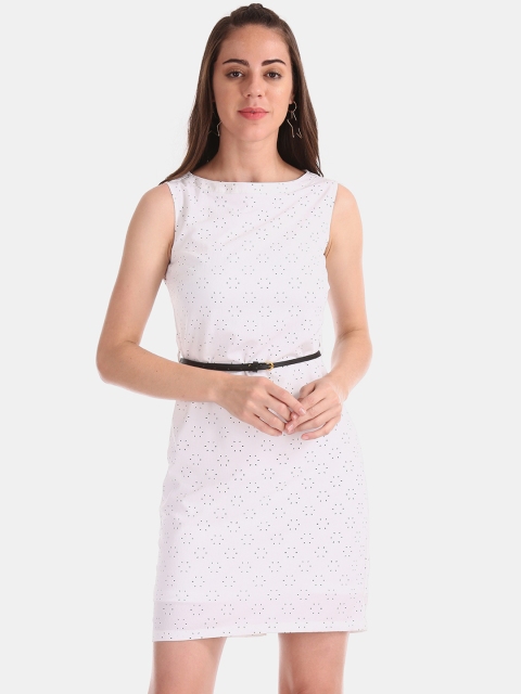 ELLE Women White & Black Printed Sheath Dress