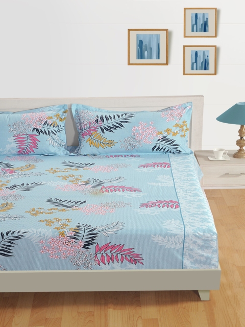 SWAYAM Turquoise Blue & Pink Floral 144 TC Cotton 1 King Bedsheet with 2 Pillow Covers
SWAYAM Turquoise Blue & Pink Floral 144 TC Cotton 1 King Bedsheet with 2 Pillow Covers