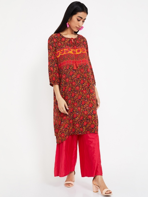 Melange by Lifestyle Women Red & Blue Printed A-Line Kurta