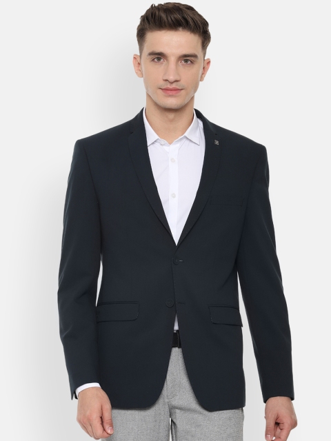 Allen Solly Men Navy Blue Solid Slim fit Blazer