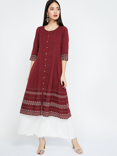 Melange by Lifestyle Women Maroon Solid A-Line Kurta
Melange by Lifestyle Women Maroon Solid A-Line Kurta