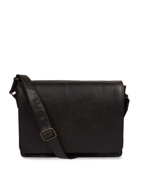 PURE LUXURIES LONDON Men Black Conkca Genuine Leather Zagallo Messenger Bag