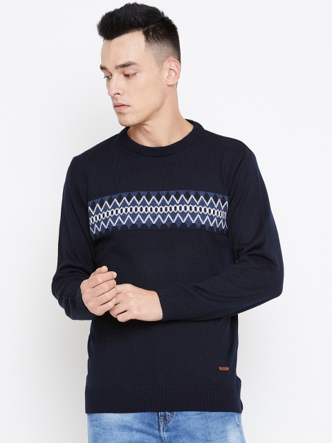 Duke Men Blue Solid Sweater