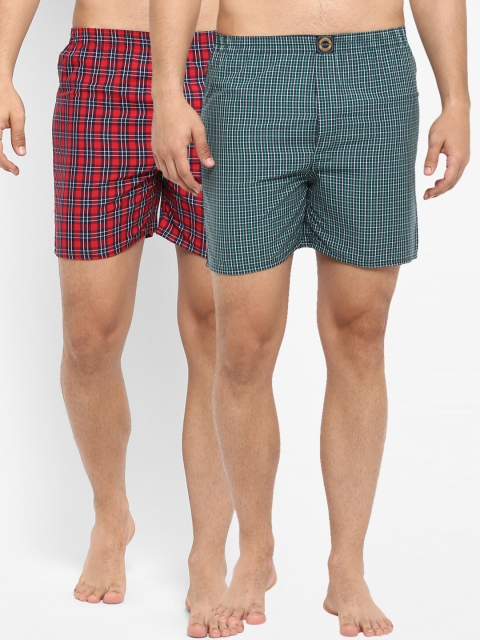 Joven Men Pack Of 2 Checked Boxers JB2N066, Red