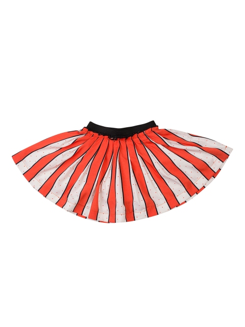 Nauti Nati Girls Off-White & Orange Striped Flared Skirt