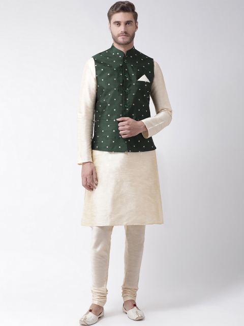 DEYANN Men Cream-Coloured Solid Kurta Set