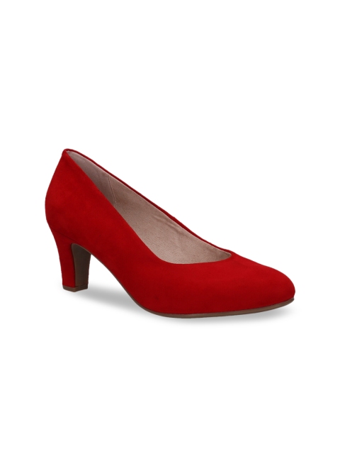 Bugatti Women Red Solid Suede Pumps