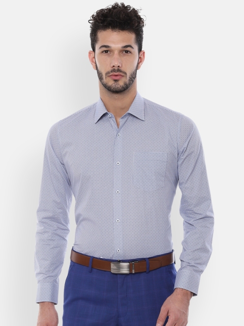 Van Heusen Men Blue Slim Fit Printed Formal Shirt