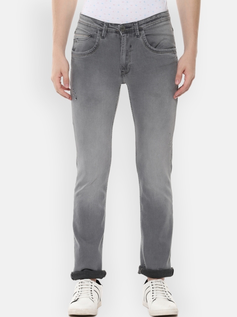 V Dot Men Grey Slim Fit Mid-Rise Clean Look Stretchable Jeans