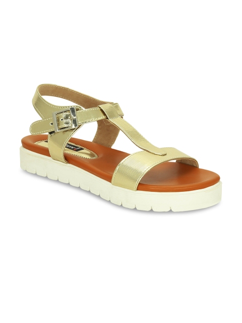 Get Glamr Women Gold-Toned Solid Sandals