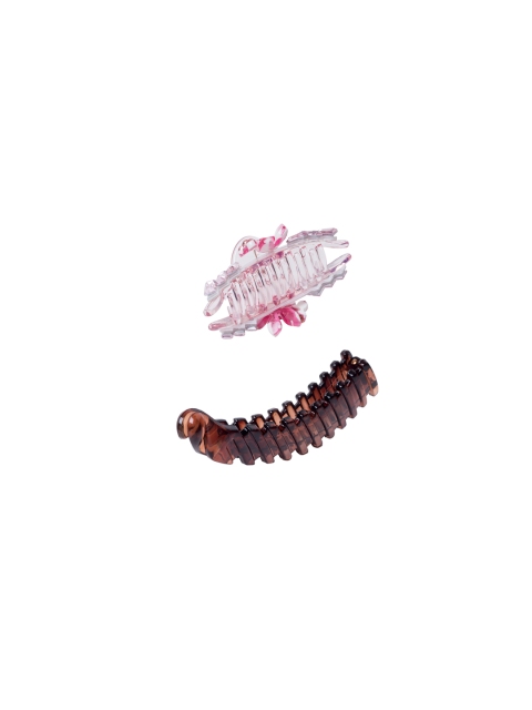 Golden Peacock Pink & Brown Set of 2 Claw Clips