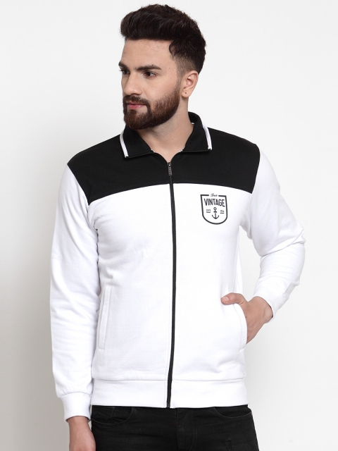 WILD WEST Men Black & White Colourblocked Sweatshirt