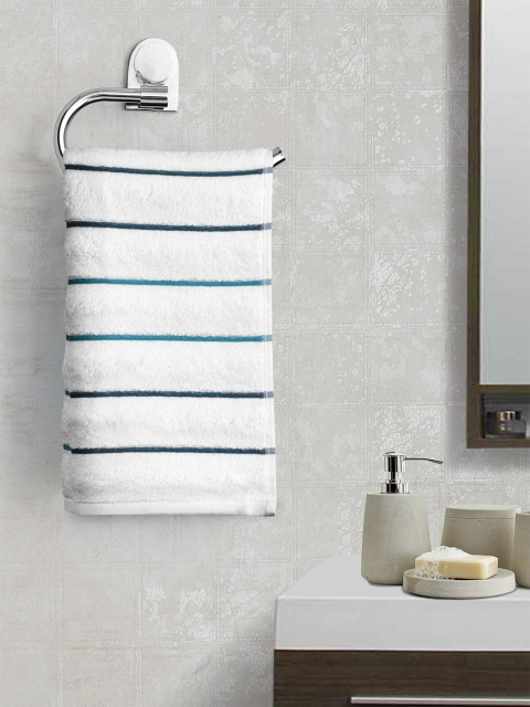Portico New York Unisex White Striped Hand Towel