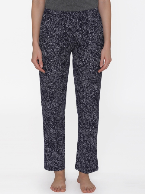 Clovia Women Navy Blue & White Printed Lounge Pants LB0176A083XL
