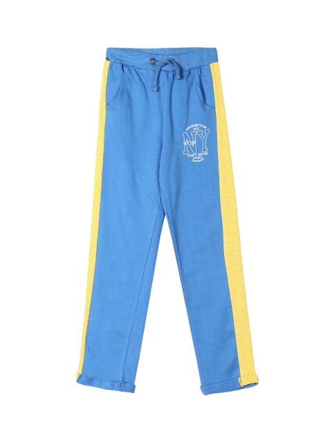 Cherokee Boys Blue & Yellow Colourblocked Straight Fit Trackpant