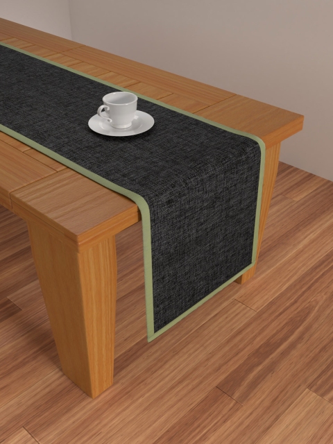 S9home by Seasons Black Printed 6 Seater Table Runner