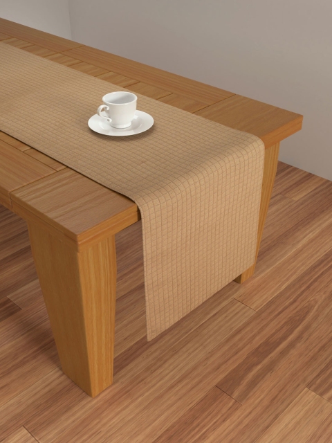 S9home by Seasons Khaki Checked 6 Seater Table Runner