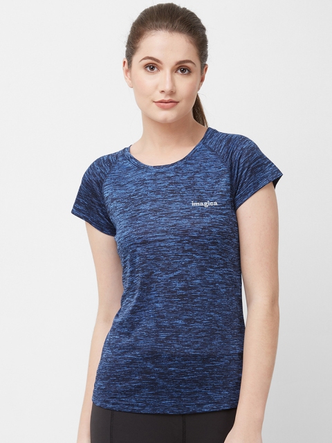 Imagica Women Blue Solid Round Neck T-shirt