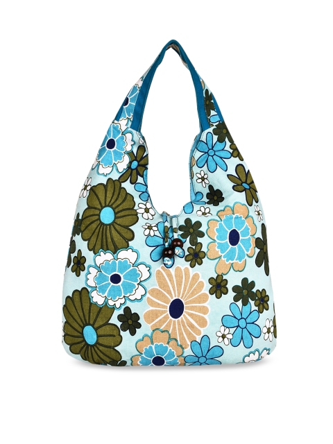 Anekaant Blue Printed Hobo Bag