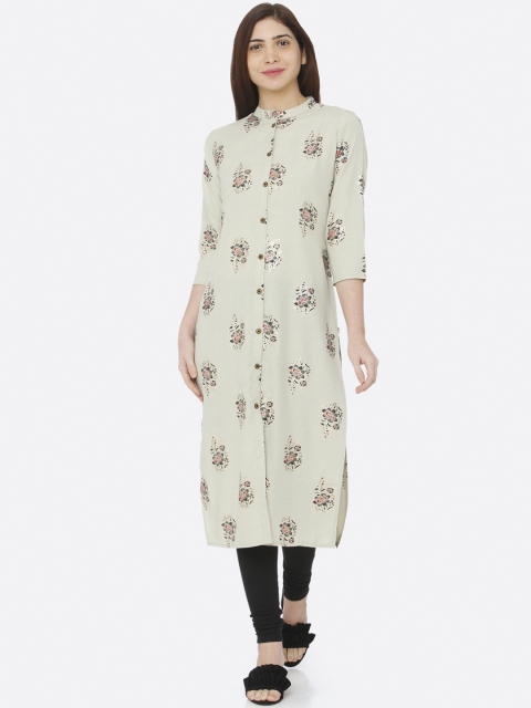 RAISIN Women Green Printed Staight Kurta