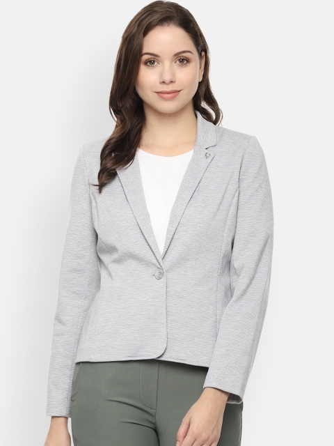 Allen Solly Woman Women Grey Self-Design Blazer