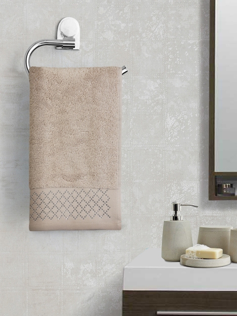 Portico New York Unisex Beige Solid 300 GSM Hand Towel