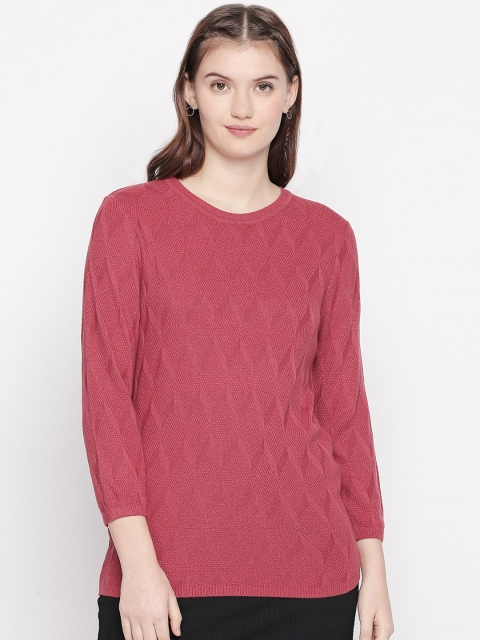 Annabelle by Pantaloons Women Pink Self Design Sweater