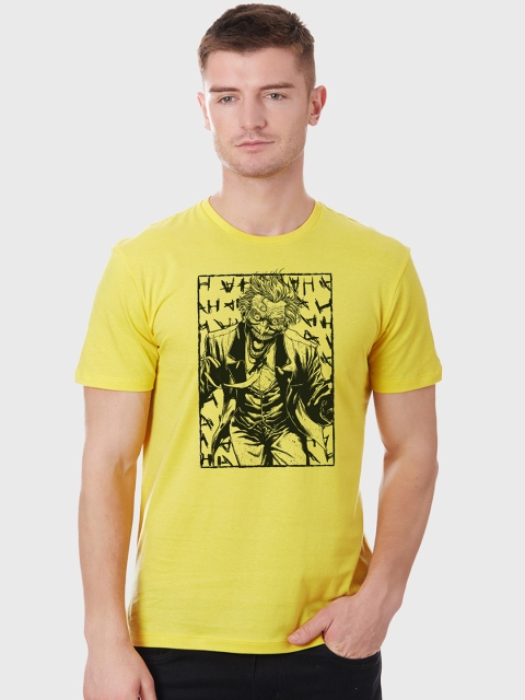Free Authority Men Yellow Joker Printed Round Neck T-Shirt