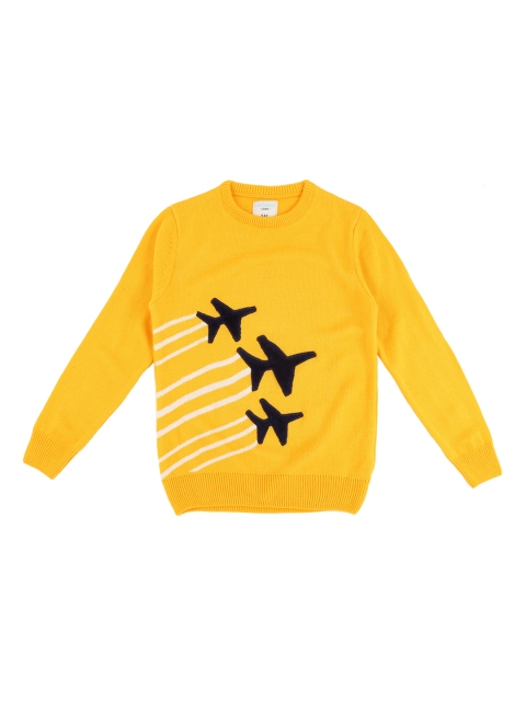 Pantaloons Junior Boys Yellow Printed Sweater