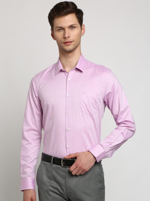 Crocodile Men Pink Slim Fit Self Design Formal Shirt