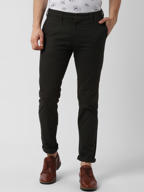 Peter England Casuals Men Black Slim Fit Solid Regular Trousers