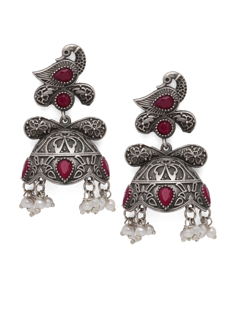 Fabstreet Oxidised Silver-Plated & Magenta Handcrafted Embellished Classic Jhumkas, Pink
Fabstreet Oxidised Silver-Plated & Magenta Handcrafted Embellished Classic Jhumkas, Pink