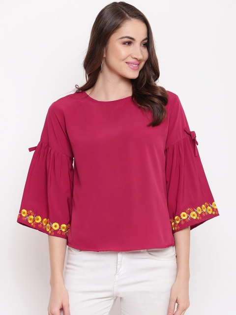 Mayra Women Fuchsia Solid A-Line Top
