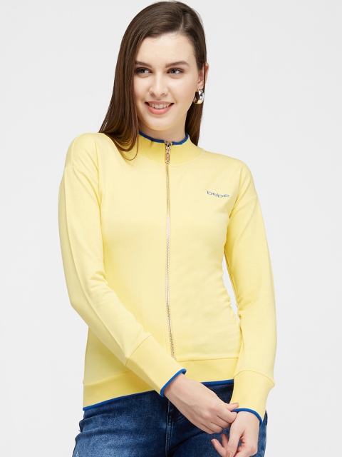 bebe Women Yellow & Blue Printed Sweatshirt