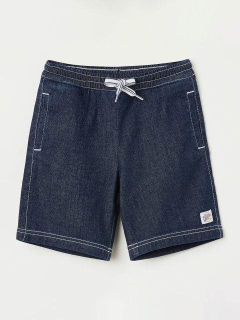 Bossini Boys Navy Blue Solid Regular Fit Denim Shorts
