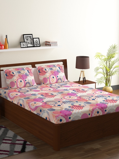 BOMBAY DYEING Pink Geometric 104 TC Polycotton 1 Queen Bedsheet with 2 Pillow Covers
BOMBAY DYEING Pink Geometric 104 TC Polycotton 1 Queen Bedsheet with 2 Pillow Covers