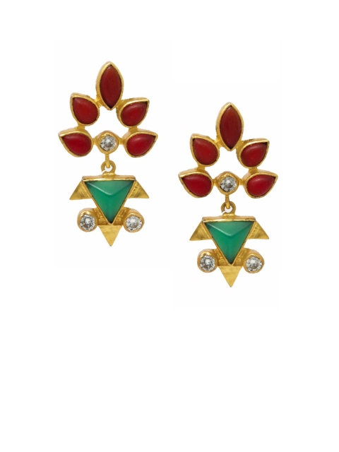 Unniyarcha Jewellery Gold-Plated Red & Green Cubic Zirconia Contemporary Drop Earrings
Unniyarcha Jewellery Gold-Plated Red & Green Cubic Zirconia Contemporary Drop Earrings