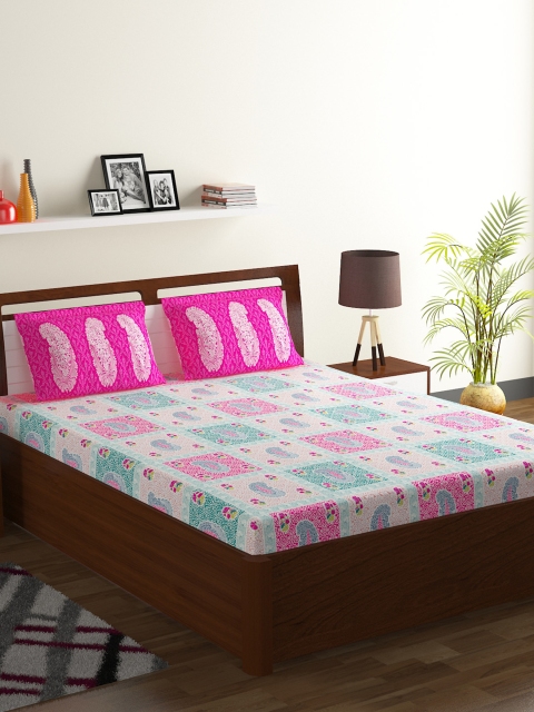 BOMBAY DYEING Pink & Blue Ethnic Motifs 104 TC Cotton 1 Queen Bedsheet with 2 Pillow Covers
BOMBAY DYEING Pink & Blue Ethnic Motifs 104 TC Cotton 1 Queen Bedsheet with 2 Pillow Covers
