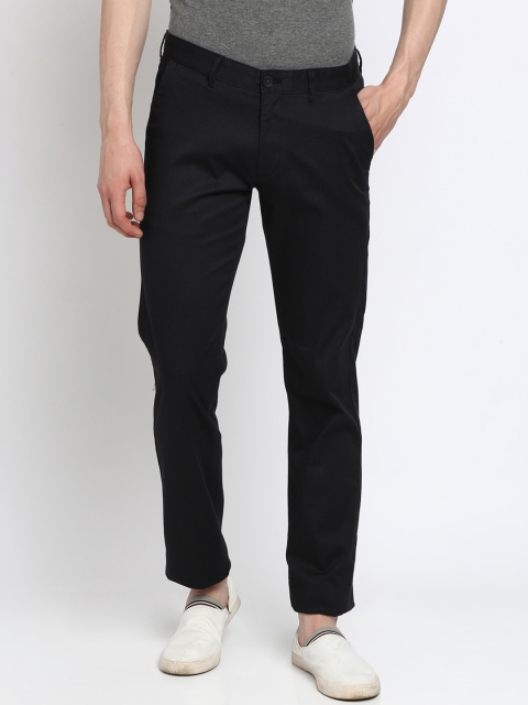 Crocodile Men Black Slim Fit Solid Formal Trousers