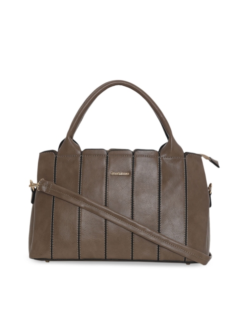David Jones Taupe Self Design Handheld Bag