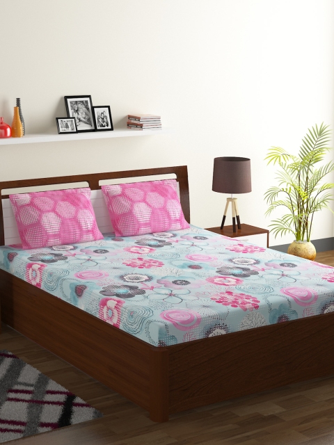 BOMBAY DYEING Blue & Pink Floral 104 TC Cotton 1 Queen Bedsheet with 2 Pillow Covers
BOMBAY DYEING Blue & Pink Floral 104 TC Cotton 1 Queen Bedsheet with 2 Pillow Covers