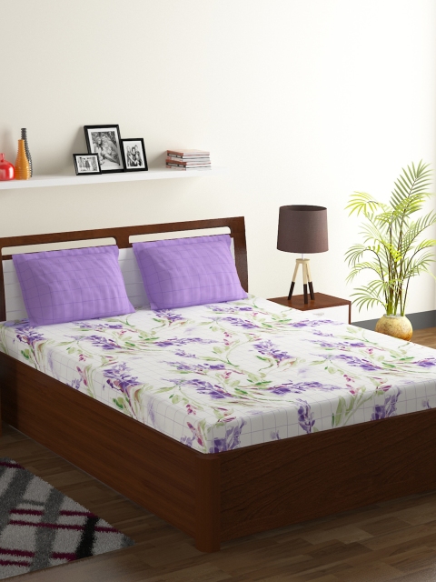 BOMBAY DYEING White & Purple Floral 104 TC Cotton 1 Queen Bedsheet with 2 Pillow Covers
BOMBAY DYEING White & Purple Floral 104 TC Cotton 1 Queen Bedsheet with 2 Pillow Covers