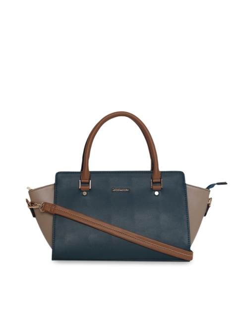 David Jones Teal Blue & Brown Colourblocked Handheld Bag
