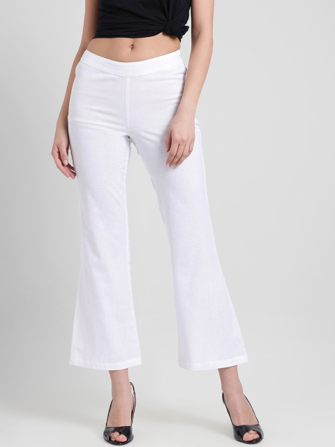 Aayna Women White Comfort Regular Fit Solid Culottes