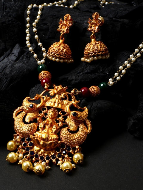 ANIKAS CREATION Women Gold-Plated Temple Jewellery Set